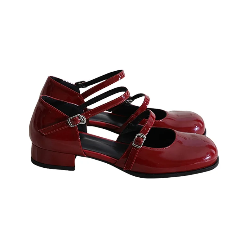 Tanguoant Tanguoant Head Sandals Female Summer 2023 New Fashion Buckle Retro Baotou With Mary Jane Small Leather Shoes