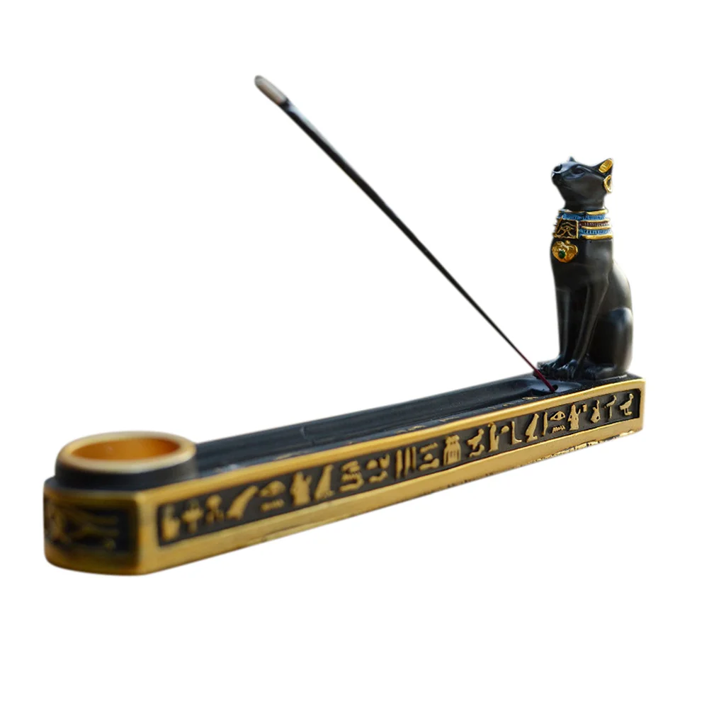 Egyptian Mythology Bastet Cat Resin Craft Incense Burner Holder Censer Base