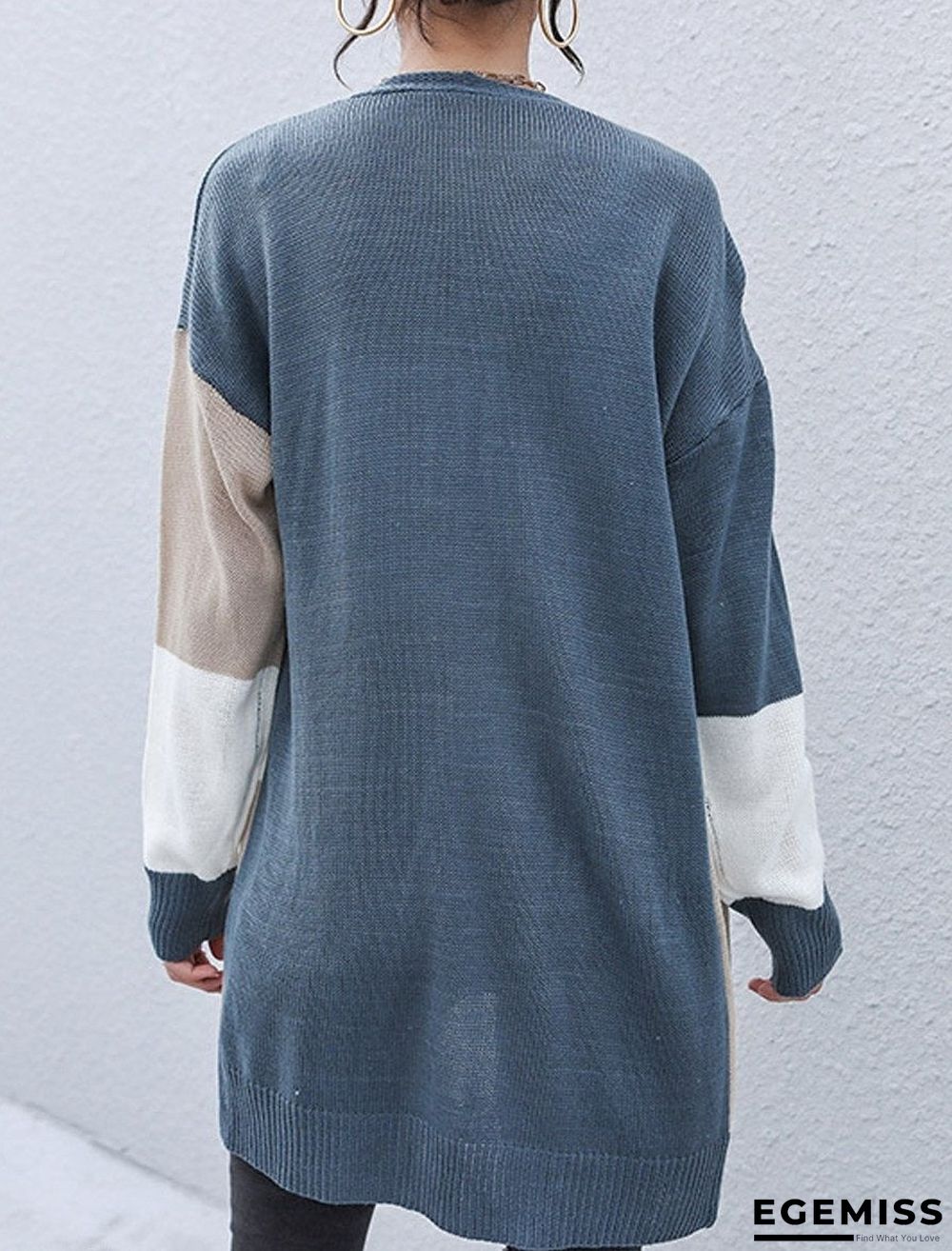 Casual Loose Color Matching Long-Sleeved Cardigan | EGEMISS