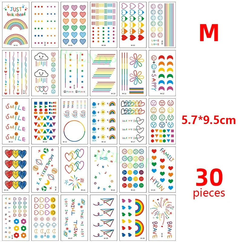 Tattoo Sticker set English sentence brave breathin kiss here Tatoo Temporary Flash Tatto Fake Cool stuff for Men Women 56 Pcs