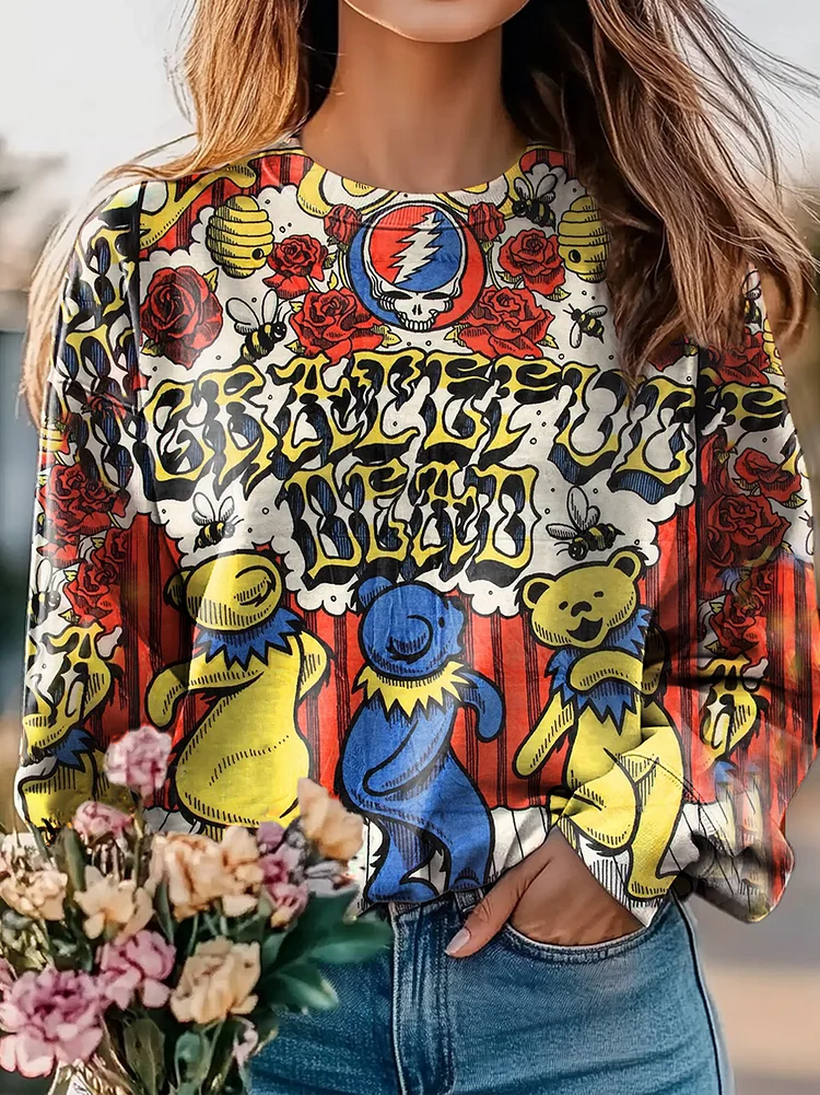 Floral Honey Bear Art Print Sweatshirt