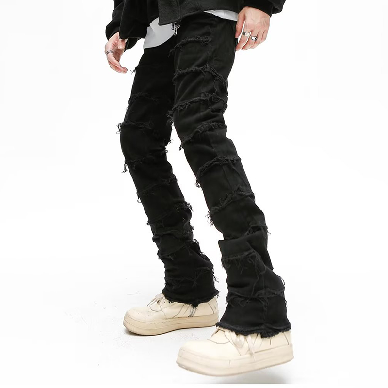 Sopula Men's Eroded Ripped Raw Edge Vintage Slim Fit Jeans - SOPULA