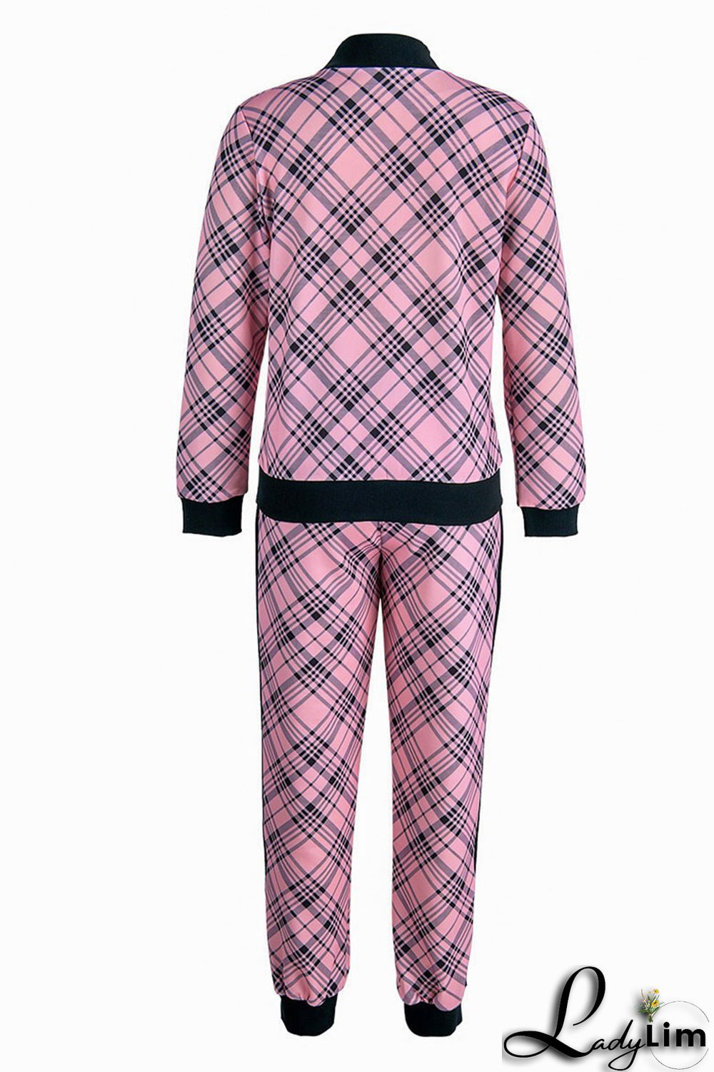 Pink Fashion Casual Print Patchwork Long Sleeve Two Pieces