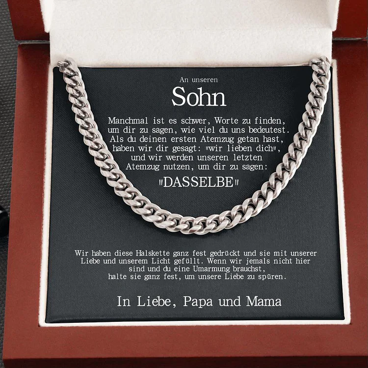 Halskette-An Unseren Sohn von Papa und Mama- Geschenk mit Nachrichtenkarte