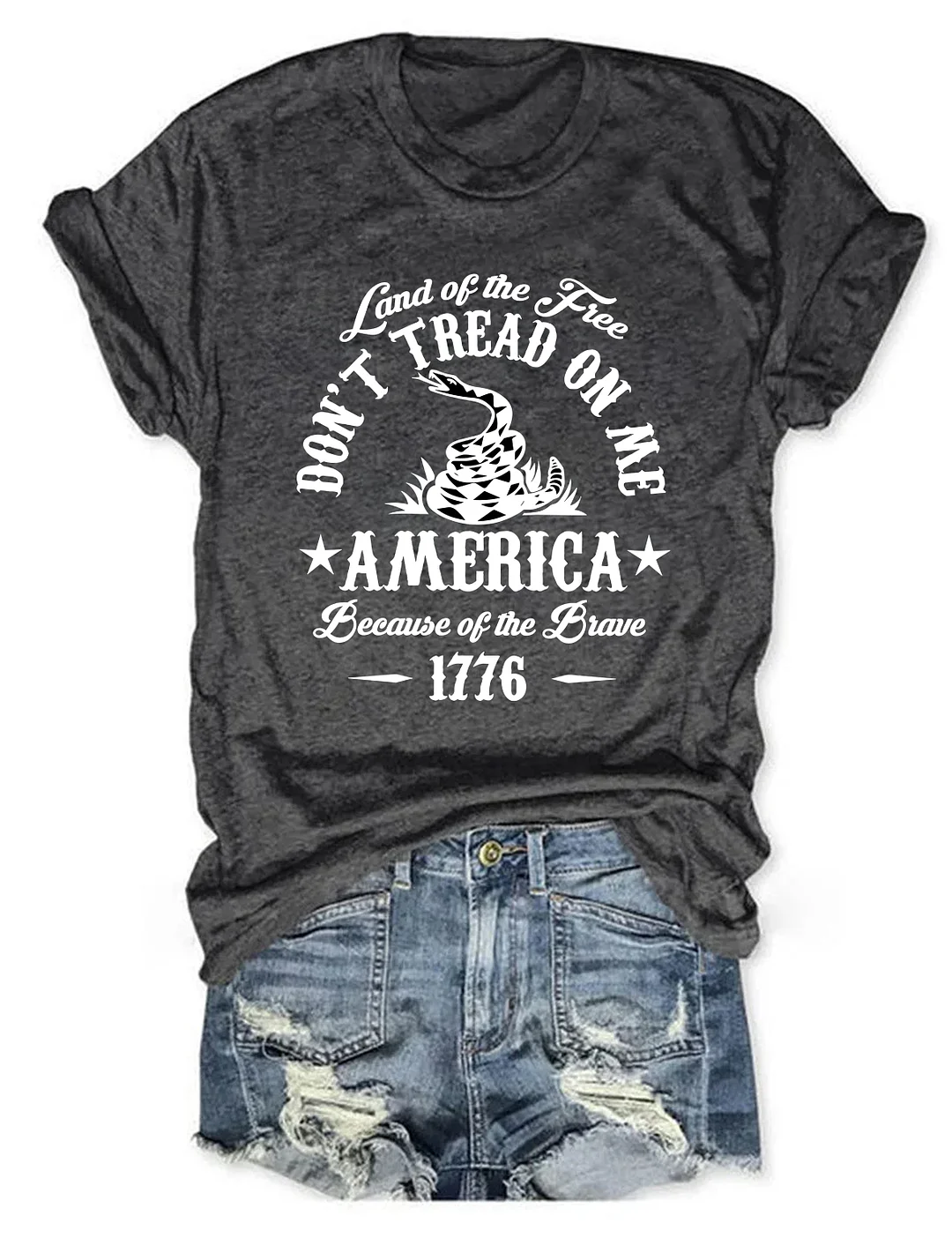 Land Of The Free Don't Tread On Me America Because Of the Brave 1776 T-shirt