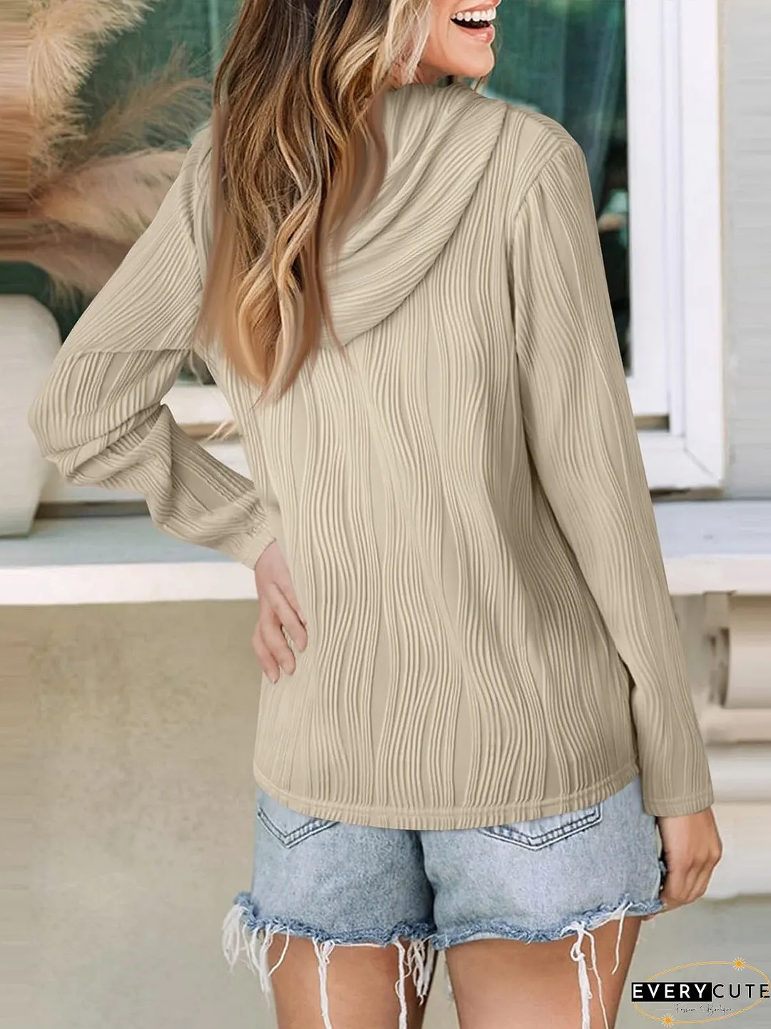 Textured Long Sleeve Hoodie