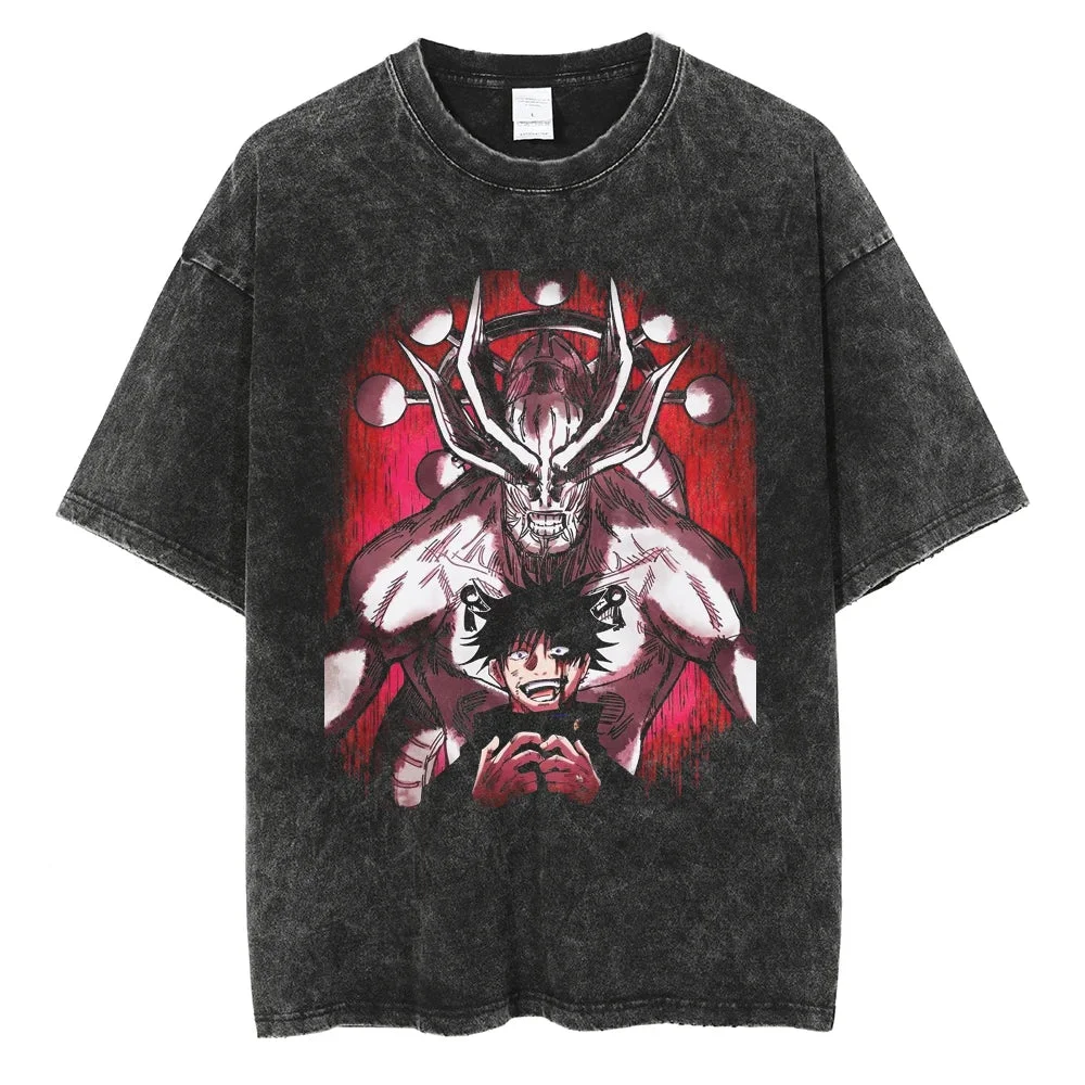 Jujutsu Kaisen Fushiguro Megumi Anime Oversize Washed T-Shirt