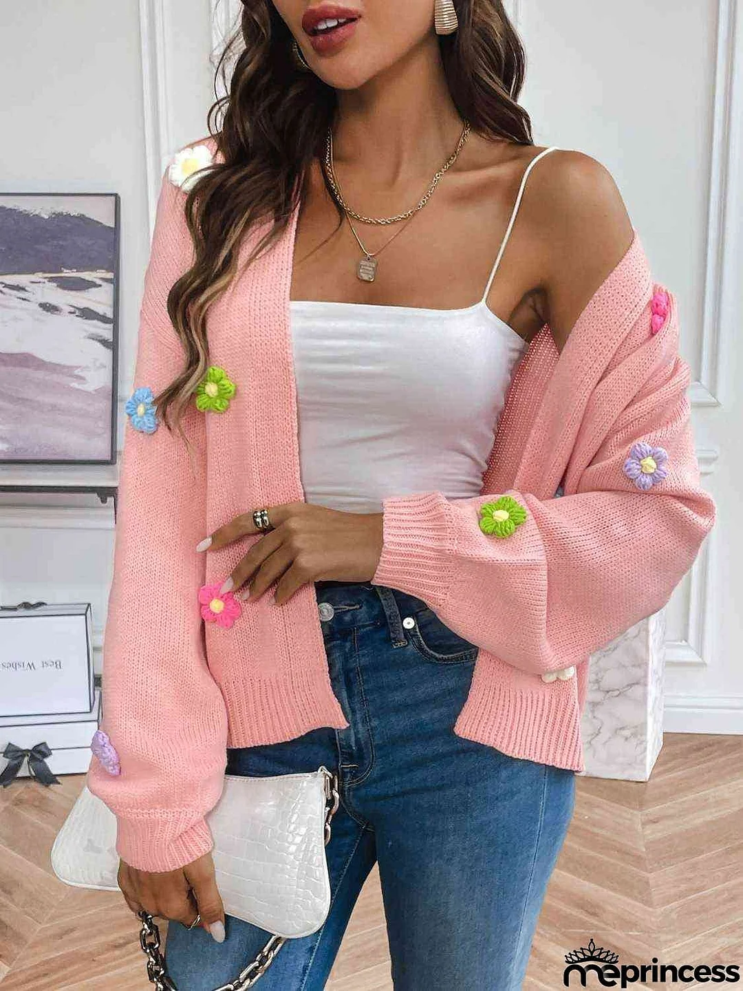 Floral Long Sleeve Open Front Cardigan