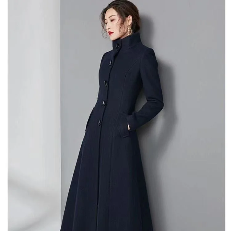 Suofun Solid Slim Plus Size Long Seelve 2021 Fashion New Women Mandarin Coat Women's OverCoat Female Girls Winter Wool Coats