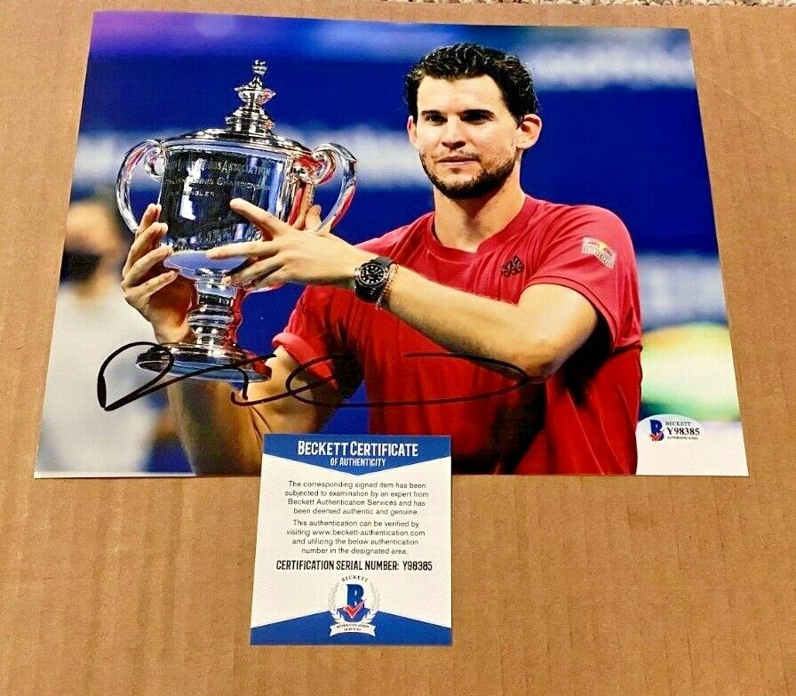 DOMINIC THIEM SIGNED 2020 U.S. OPEN TENNIS Photo Poster painting BECKETT CERTIFIED