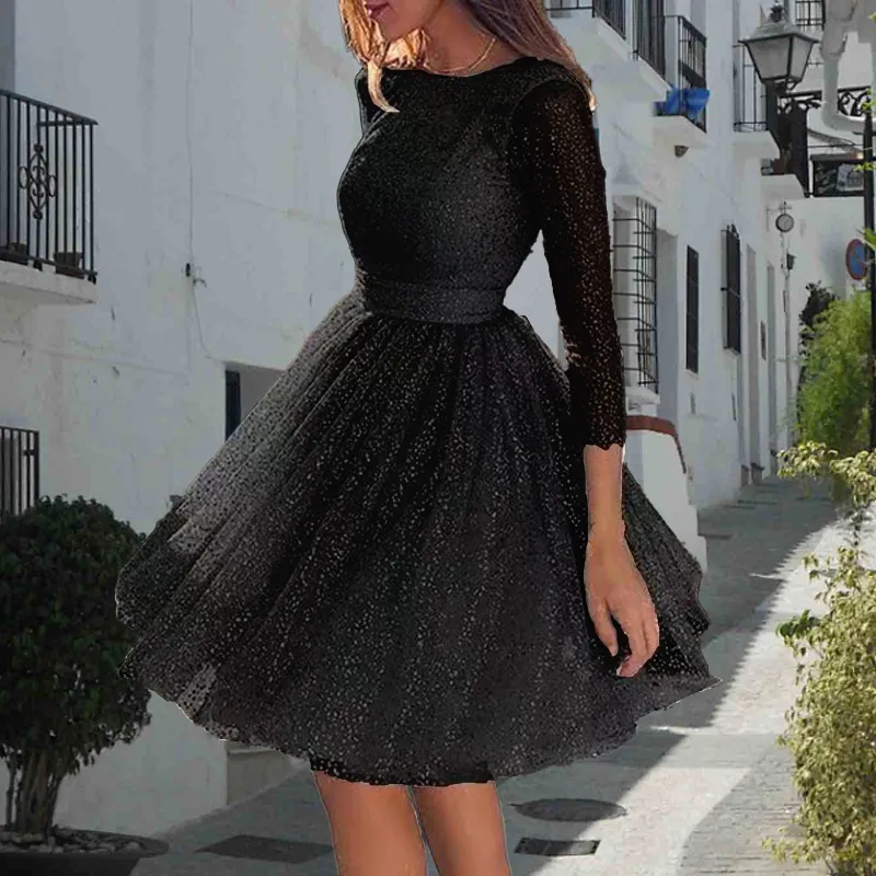 Uveng Uveng Ladies Fashioned Long Sleeve Dress High Waist Evening Cocktail Party Dresses Women's Fashion Costumes