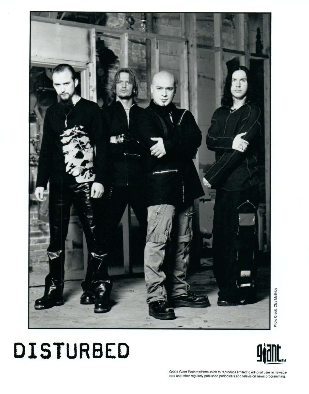 DISTURBED Heavy Metal Music Band 8x10 Promo Press Photo Poster painting Giants Records 2001