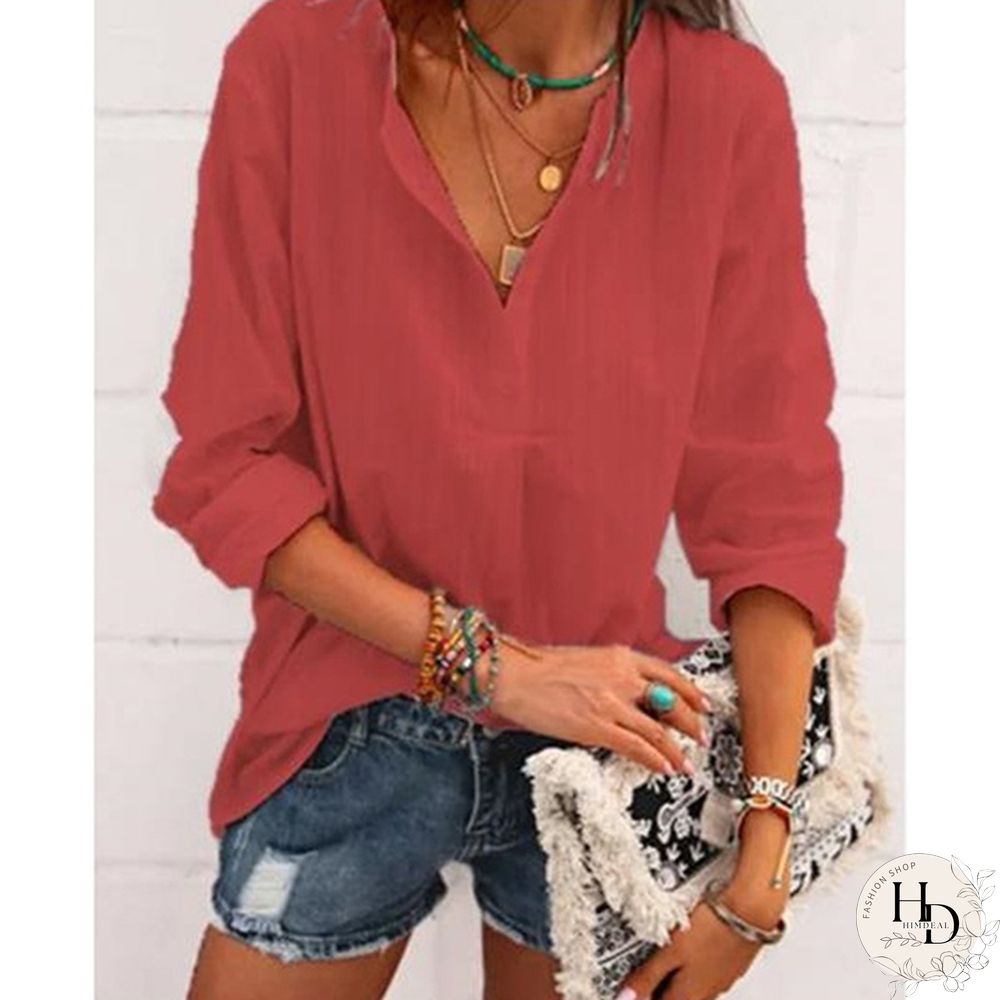 Jacquard Spring and Autumn Loose Blouse Open Tube Round Neck Woven T-shirt