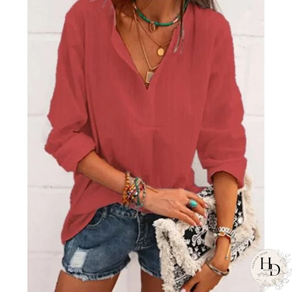 Jacquard Spring and Autumn Loose Blouse Open Tube Round Neck Woven T-shirt