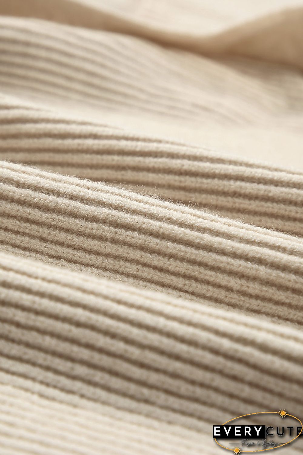 Apricot Robe Style Rib Knit Pocketed Cardigan with Belt