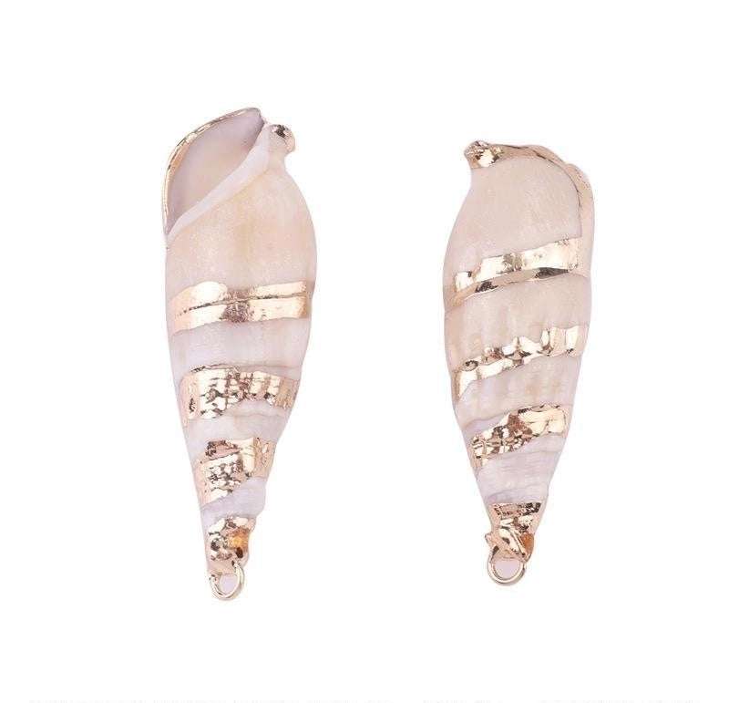 2 Pieces Retro Beach Conch Shell Shell Plating Pendant Jewelry Accessories