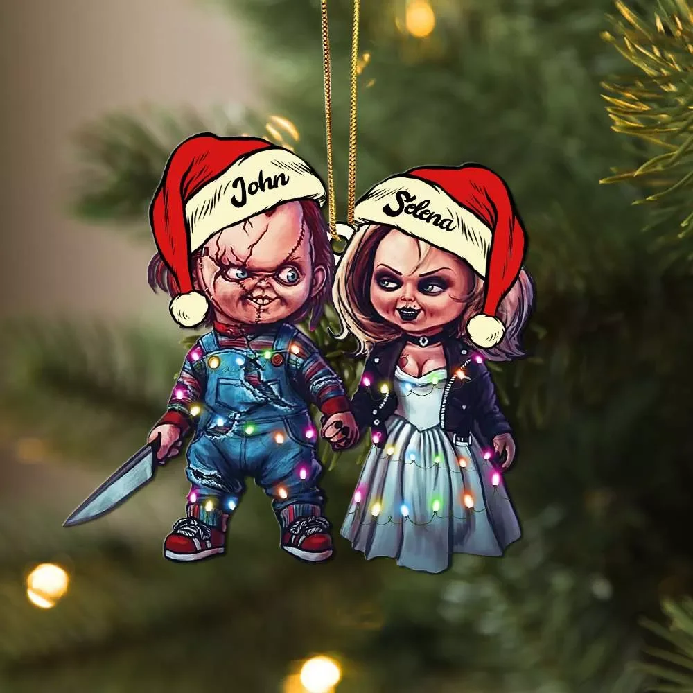 Personalized Horror Couple Christmas Decorations, Serial Killer Doll And His Bride