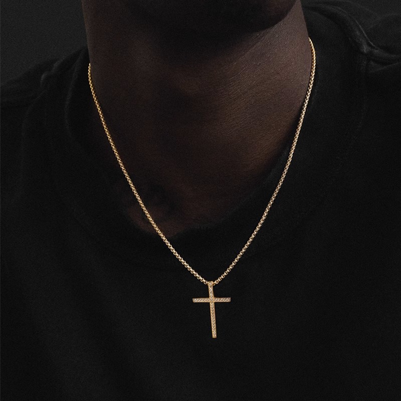 Diamond Cross Necklace Pendant Clavicle Chain