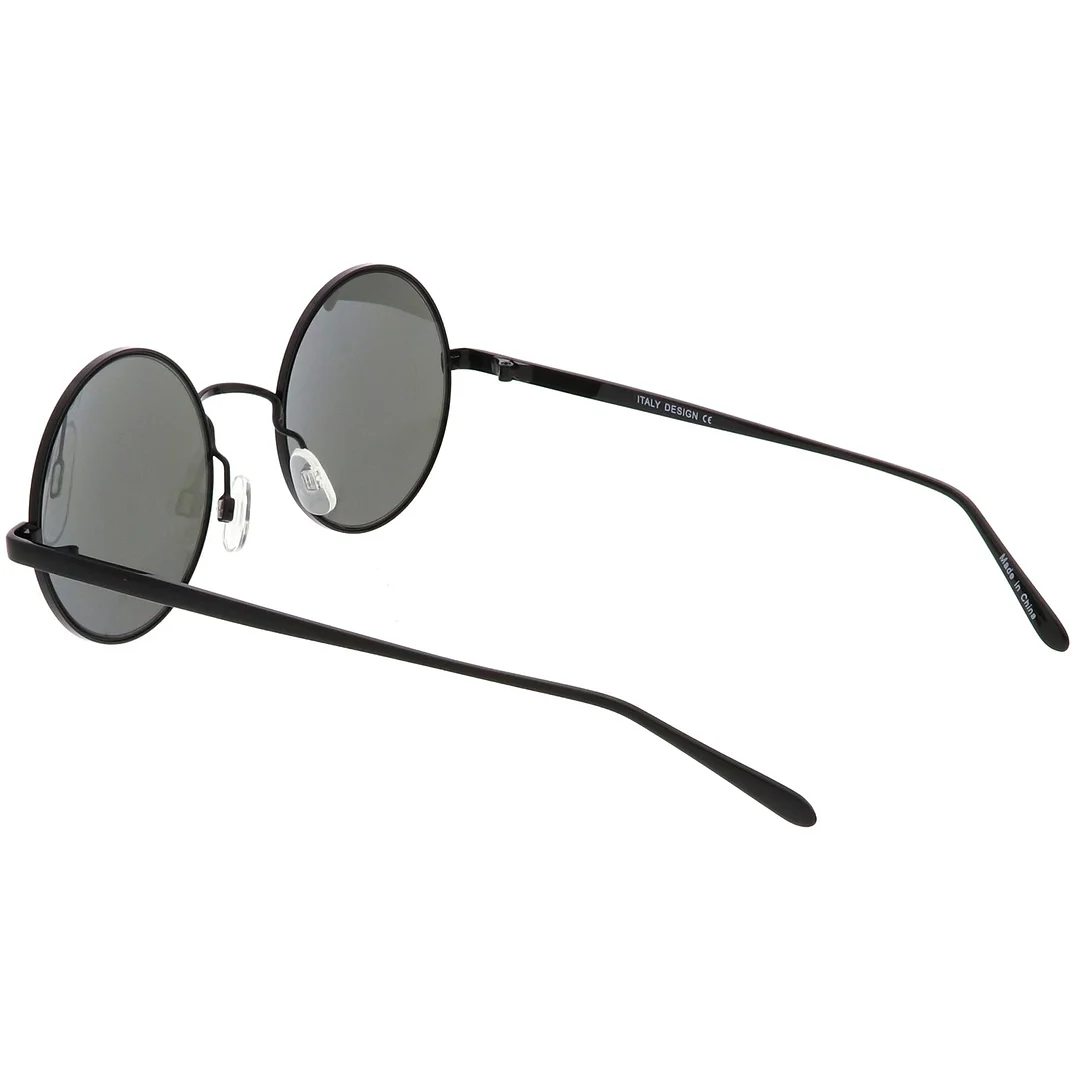 Premium Retro Round glasses With Metal Frame Slim Arms Colored Mirror Lens 52mm