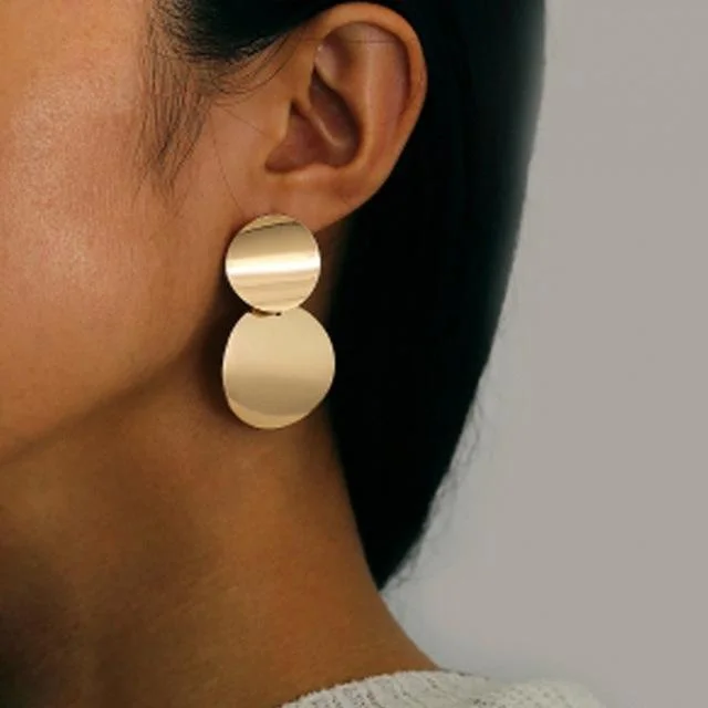 Women chic geometric pattern metal earings-zachics
