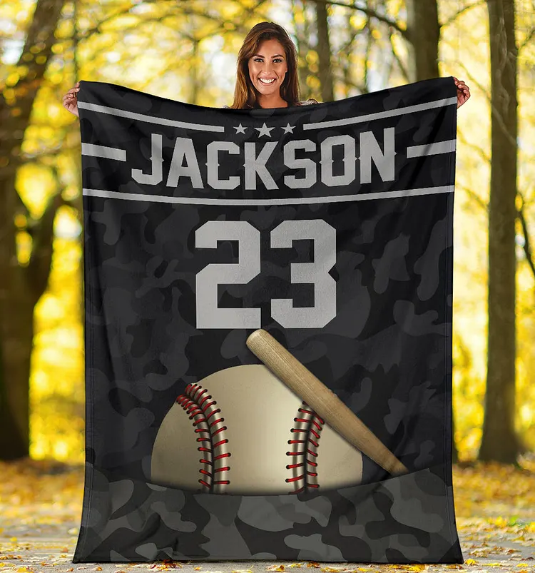 Personalized Baseball Blanket, Baseball Boy Sherpa Fleece Blanket | BKKid497