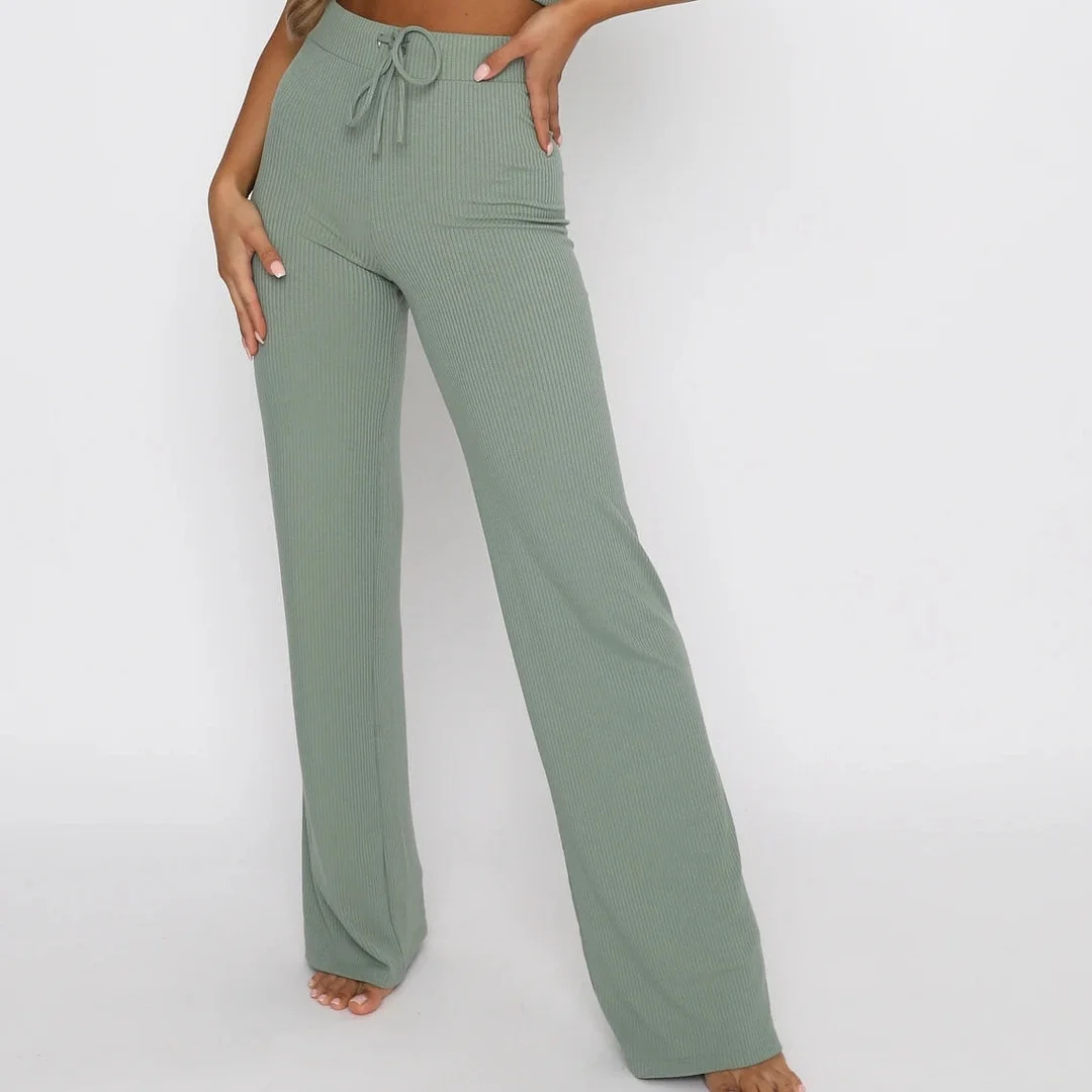 Articat 2021 Summer High Waist Sexy Straight Pants Women Sports Slim Black Long Trousers Streetwear Casual Solid Woman Pants