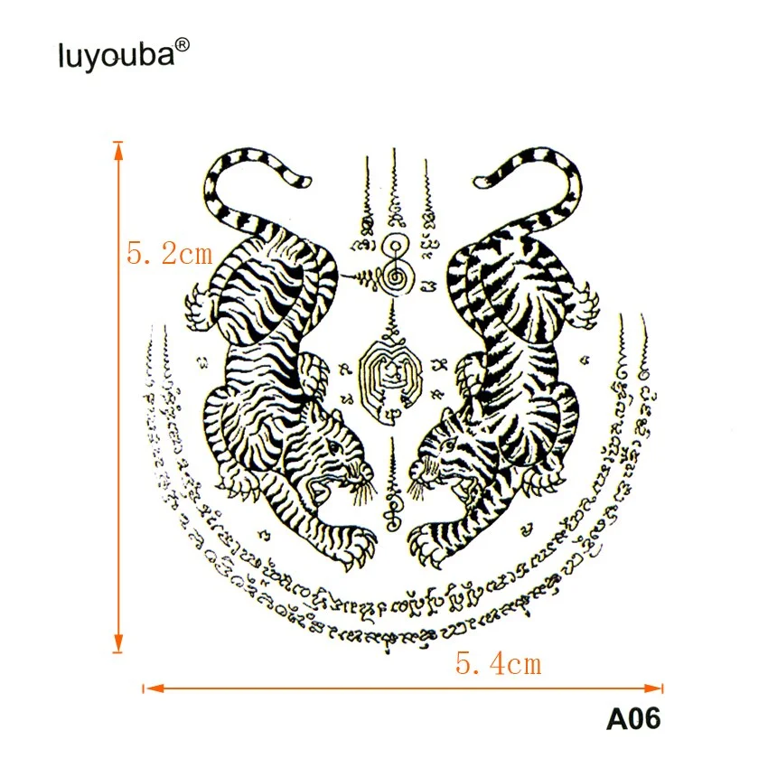 Double Tiger Lucky Tatoo Fake Tattoo Tatuajes Tatuagem Body Art Waterproof Temporary Tattoo Sticker Animals Flash Tattoo