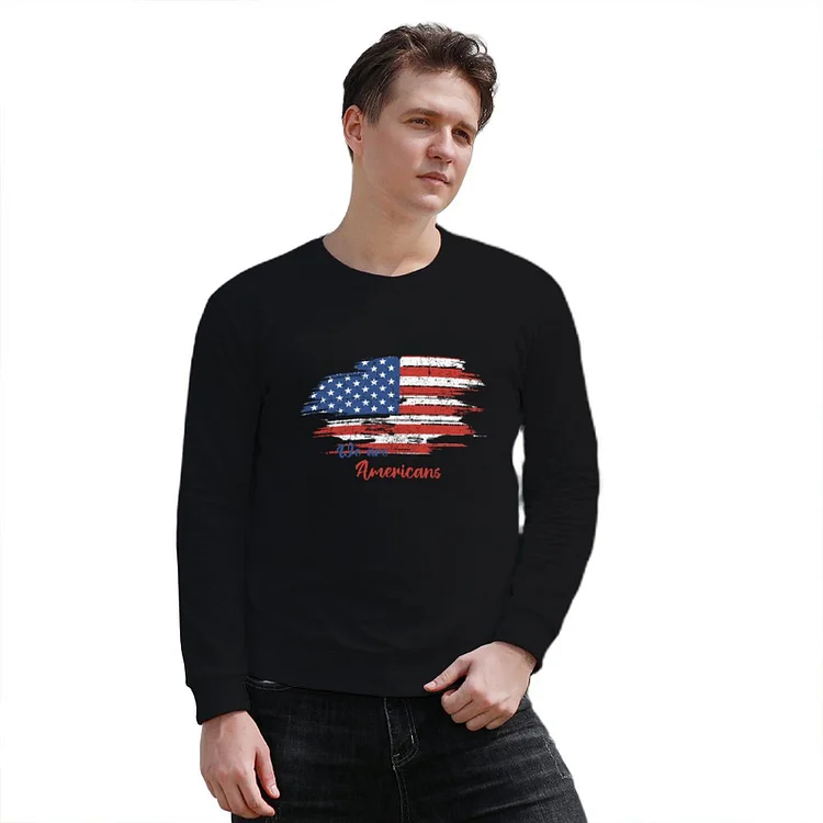 Men's Pullover American Flag T-shirt  customized, personalized, gift