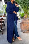 Women's Long Knit Solid Color Dual Pocket Cardigan