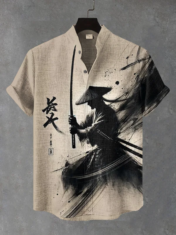 Men's The Lone Warrior Ink Art Print Short Sleeve Shirt