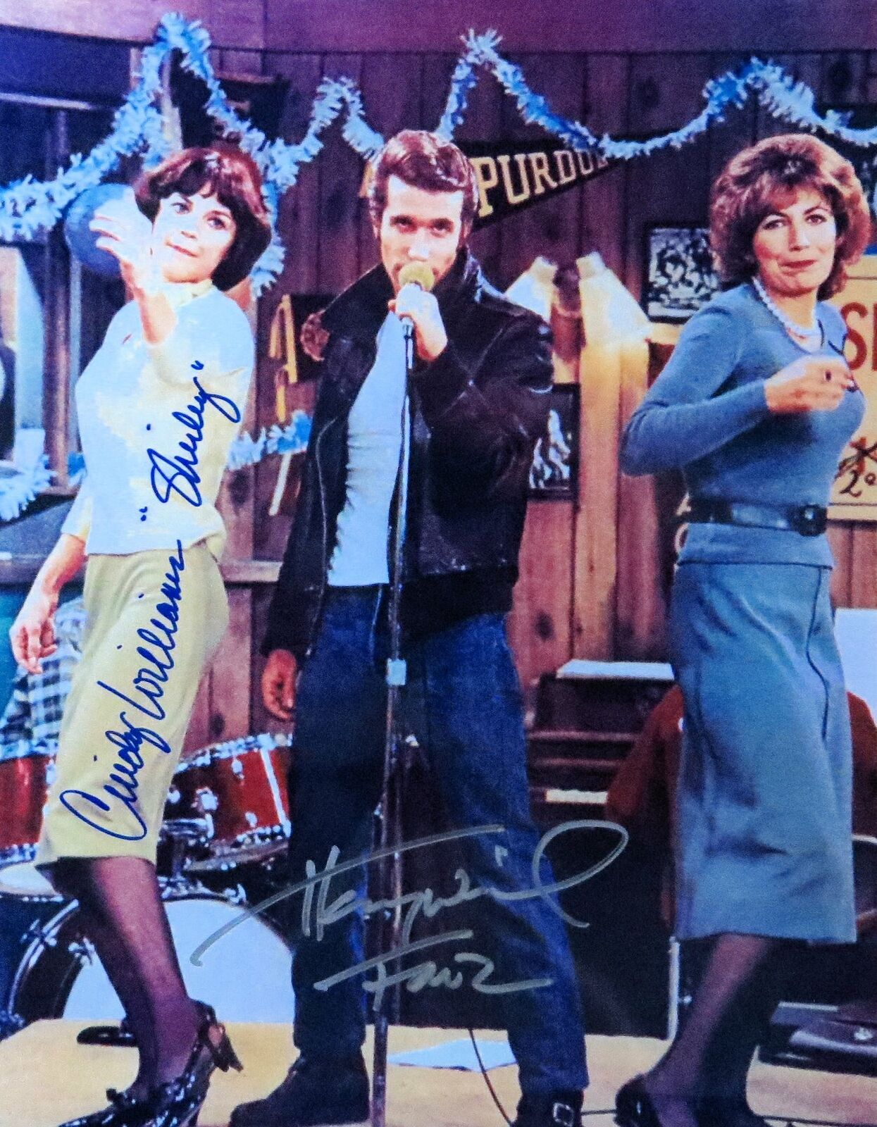 Henry Winkler Cindy Williams Dual Signed Autographed 10X13 Photo Poster painting Happy Days COA