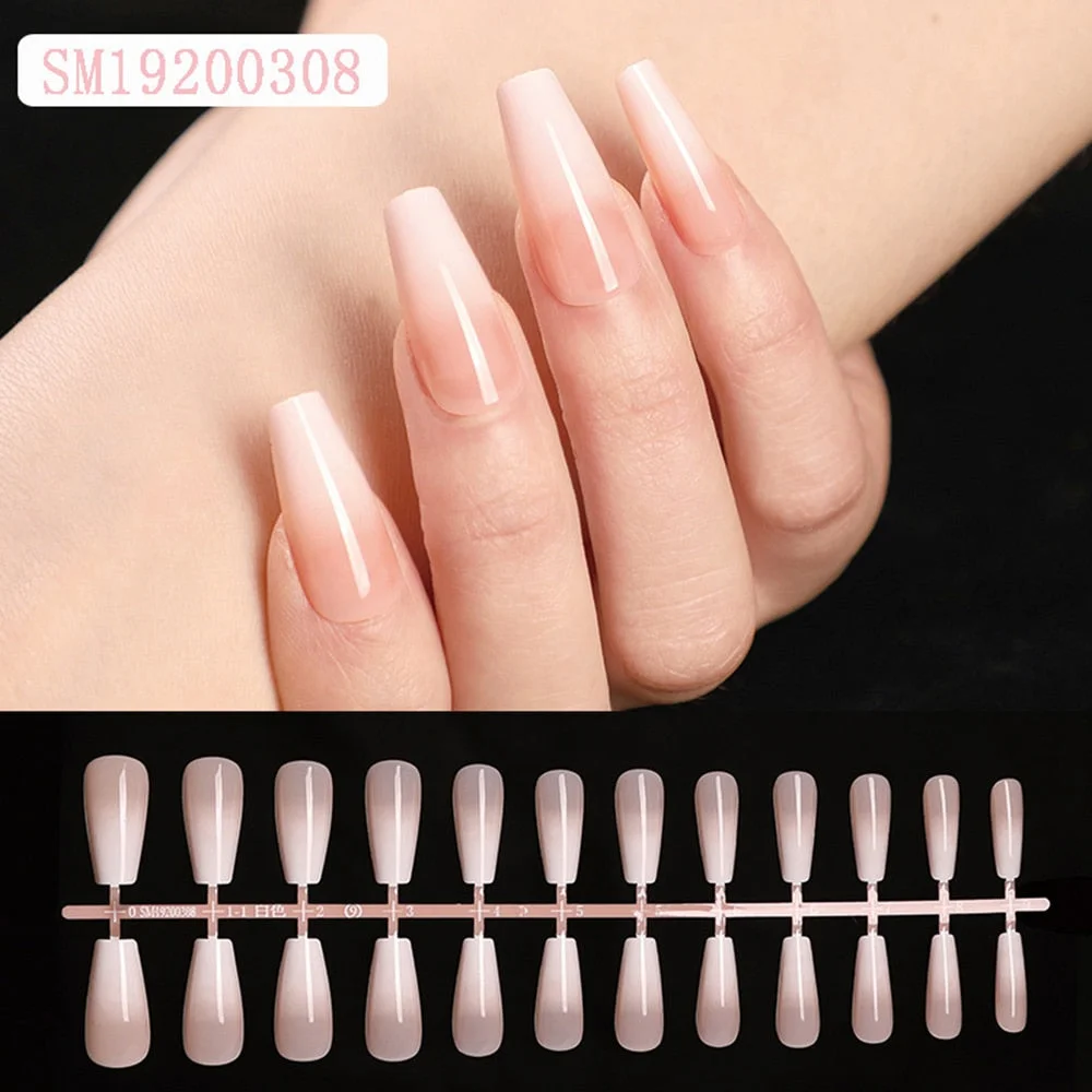1set/24pcs French Fake Nails Matte /UV False Nail Detachable tips Nail Extension Manicure Art Press On Fake False Nails Beauty-Nail Inspo