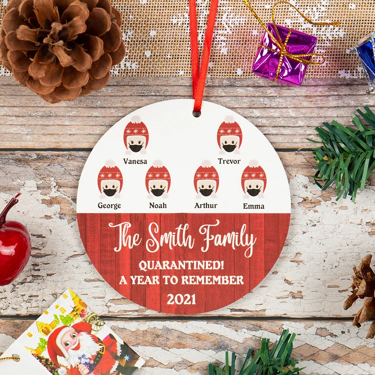 2021 Personalized Photo Ornament Family of 6 Christmas Ornament
