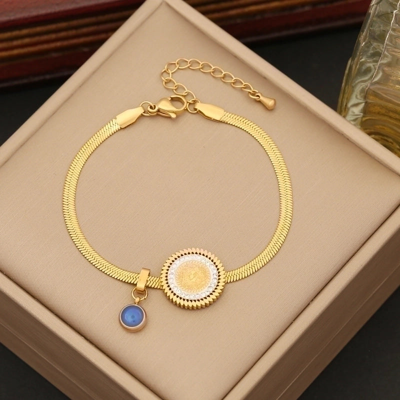 Casual Minimalist Four Leaf Clover Devil’s Eye Butterfly Stainless Steel Plating Inlay Zircon Bracelets