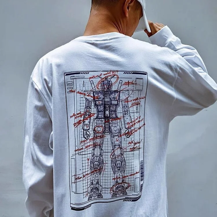 Pure Cotton Mobile Suit Gundam Long Sleeved T-shirt weebmemes