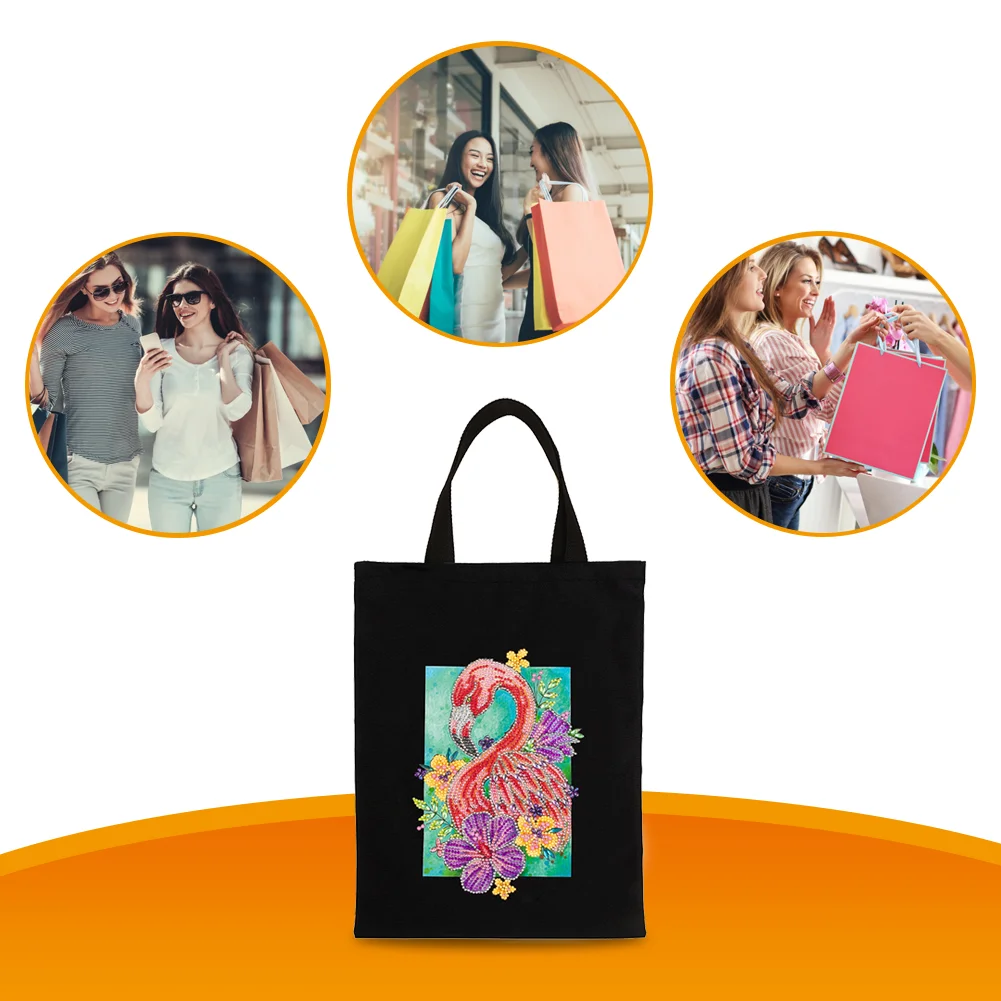 DIY Diamond Painting Eco-Friendly Canvas Bag - Flamingo