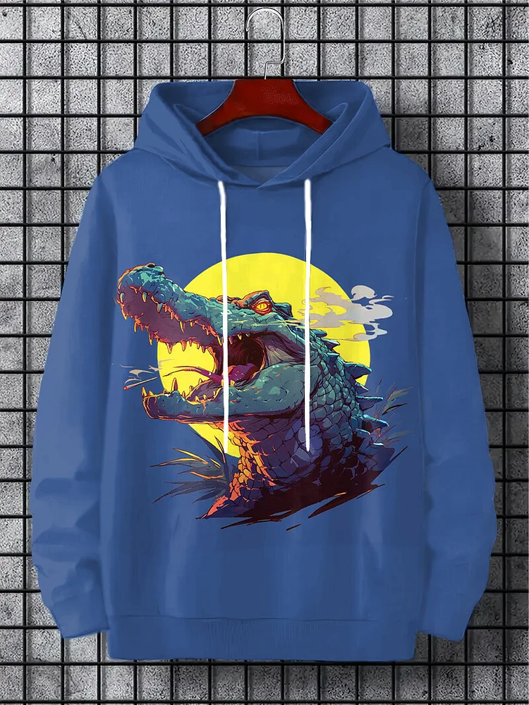 Men's Alligator Graphic Art Print Hooded Sweatshirt