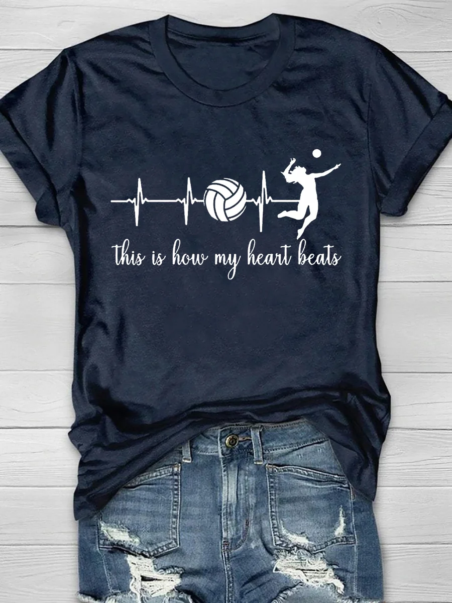 This Is How My Heart Beats Volleyball Short Sleeve T-Shirt