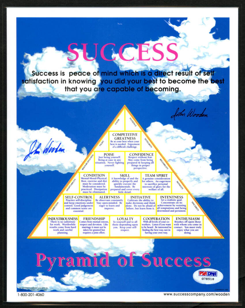 John Wooden SIGNED 8x10 Photo Poster painting Pyramid of Success UCLA coach PSA/DNA AUTOGRAPHED