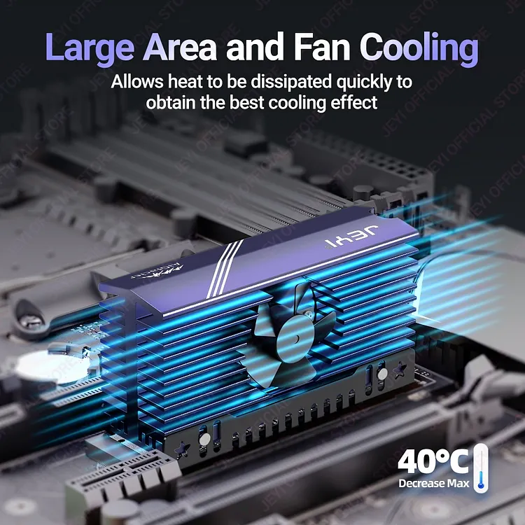 JEYI M.2 SSD Heatsink Cooler – Aluminum NVMe NGFF Cooling Radiator For 2280 SSDs