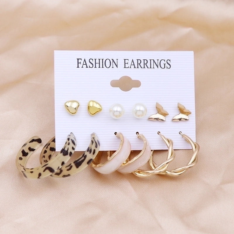 1 Set Minimalist Circle Heart Shape Butterfly Metal Plating Inlay Pearl Women’s Earrings