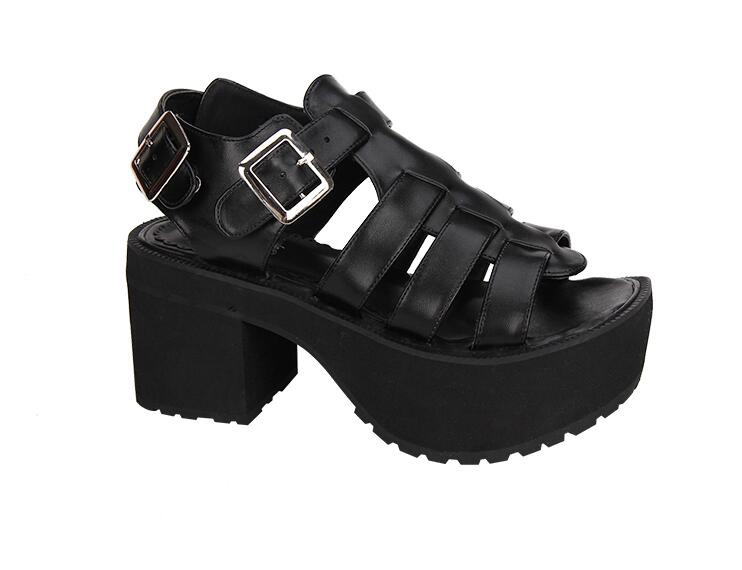 TAAFO Woman Girl Punk Shoes Lady High Heels Wedges Pumps Women Princess Dress Sandals 34-47