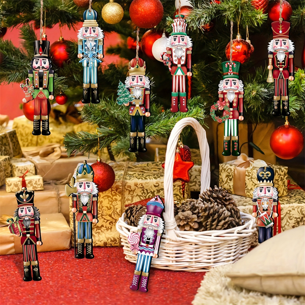 Tegooe Set of 12 Hand-Painted Wooden Nutcracker Soldier Ornaments
