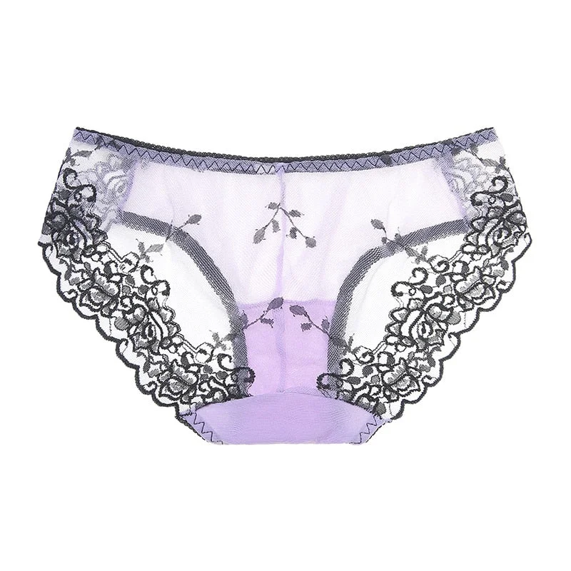 1 Pcs Mesh Panties Woman Embroidered Underwear For Woman Sexy Lace Briefs Woman Underwear Feamle Panties Sexy New M-XL BANNIROU