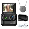 Compact Panoramic Action Camera Anti-Shake WiFi Mini Sports Camera 2.0in Flip Screen with Magnetic Neck Strap for First-person View Shooting