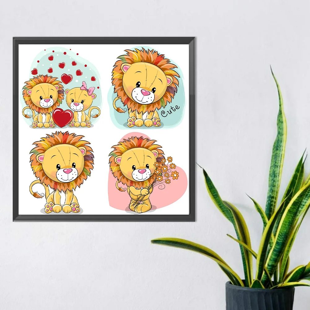 Full Round Diamond Painting 30*30cm - Cartoon Little Lion