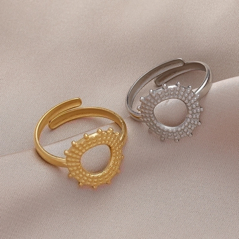 Fashion Solid Color 304 Stainless Steel No Inlaid 18K Gold Plated Stainless Steel Rings