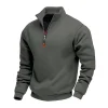 Men's Fleece-Lined Heavyweight Loose Fit Outdoor Warm Stand Collar Logo Casual Sports Sweatshirt by Inlyline
