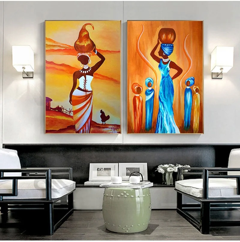 African Women Life Vintage Style Wall Art Canvas Painting Poster For Home Decor Posters And Prints Unframed Decorative Pictures