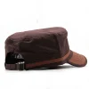 Men's Flat-top Leather Peaked Cap Military Cap Casual Sun Hat by Inlyline